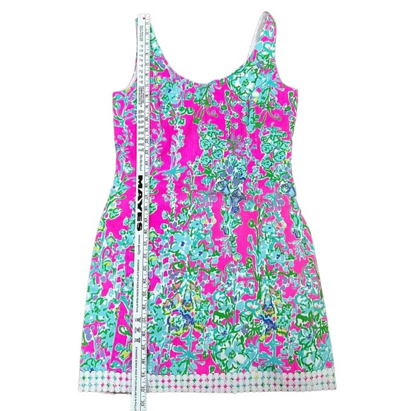 Lilly Pulitzer Floral Shift Dress Women Med Pink Turquoise Cotton Coastal Preppy - Picture 12 of 12